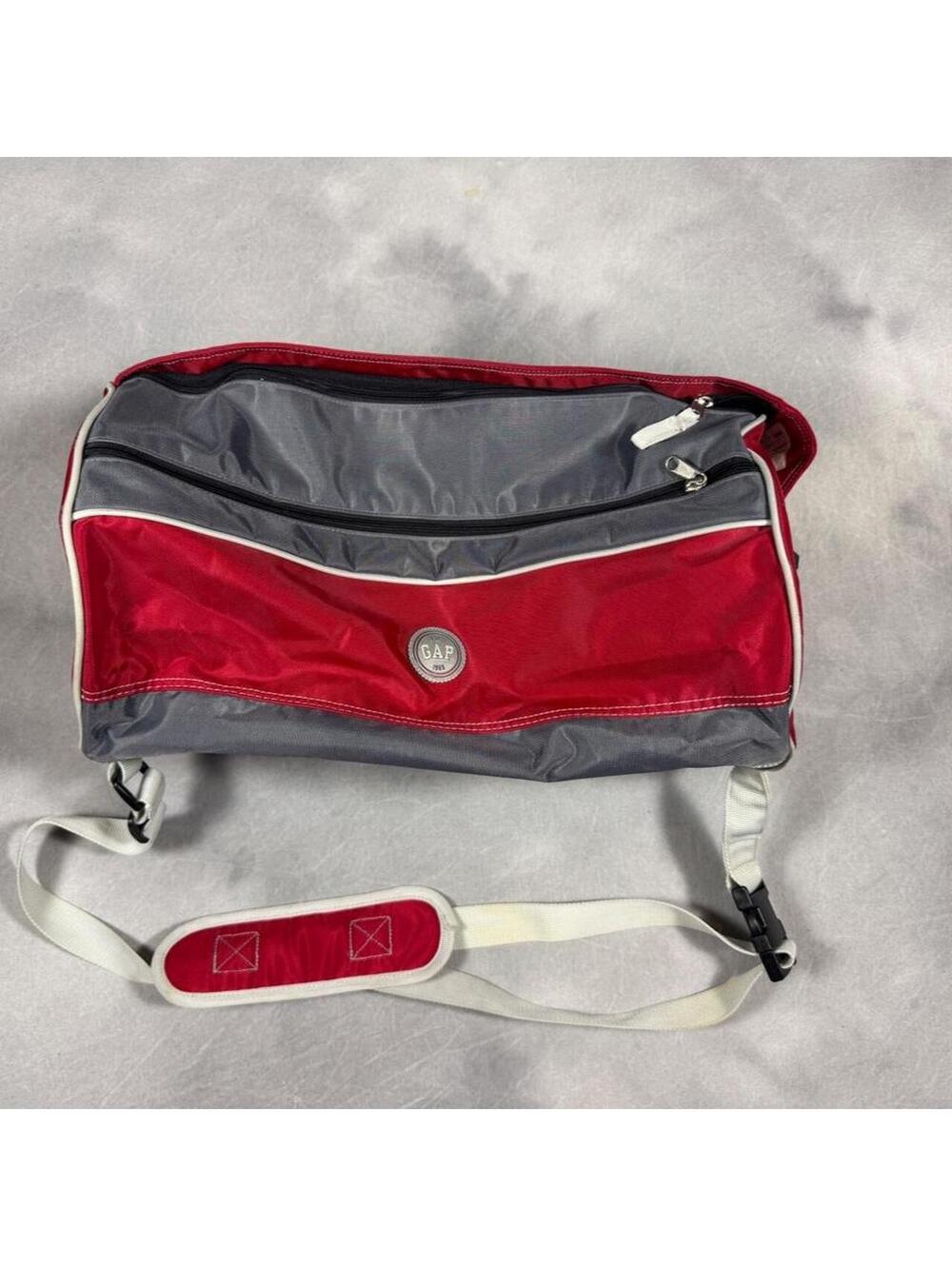 Vintage 90s / Y2K GAP “1969” Red Gray Duffel Shoulder Bag Gym Travel Carry On